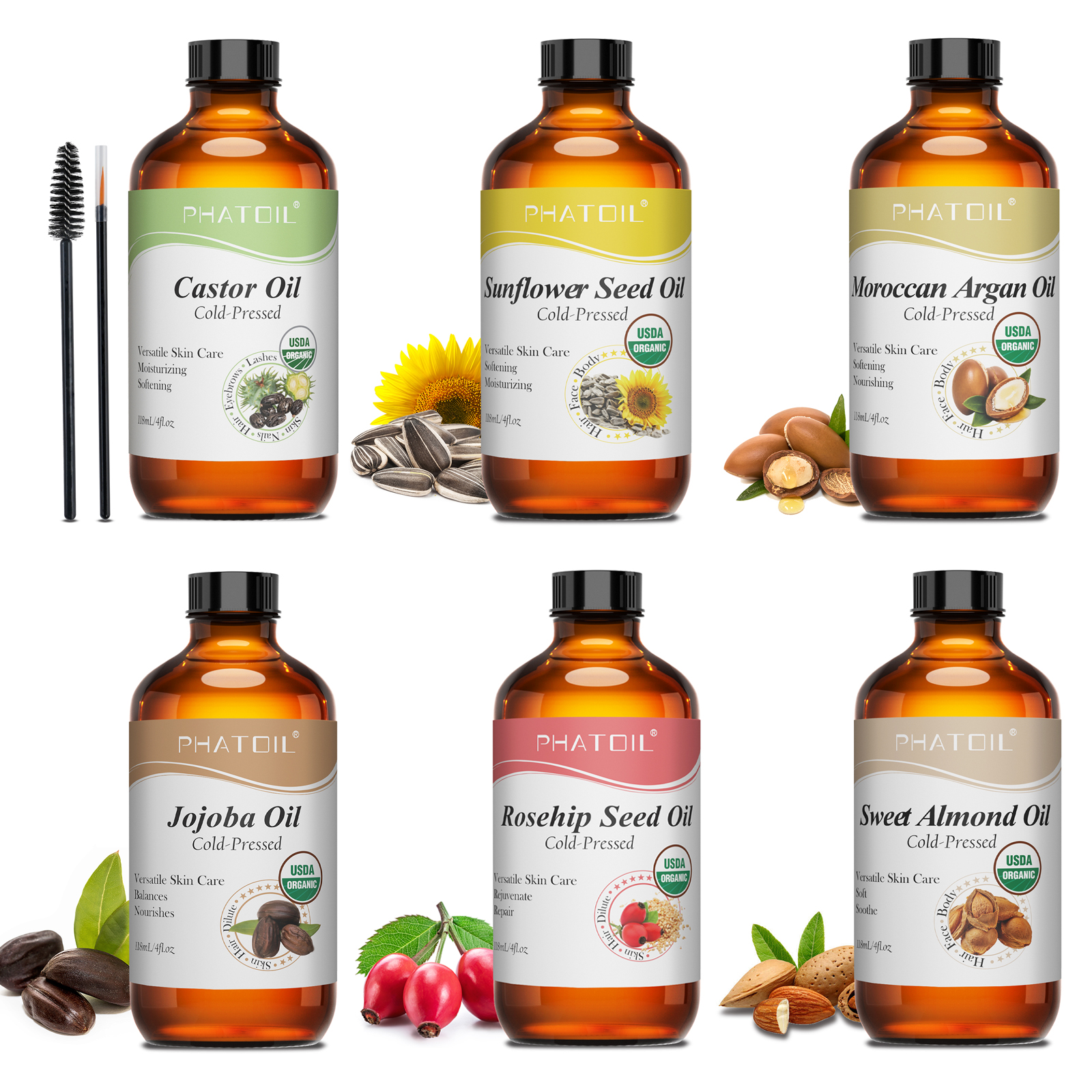 Castor Oil Cold Press - PHATOIL 118ml Organic Face Oil Natural