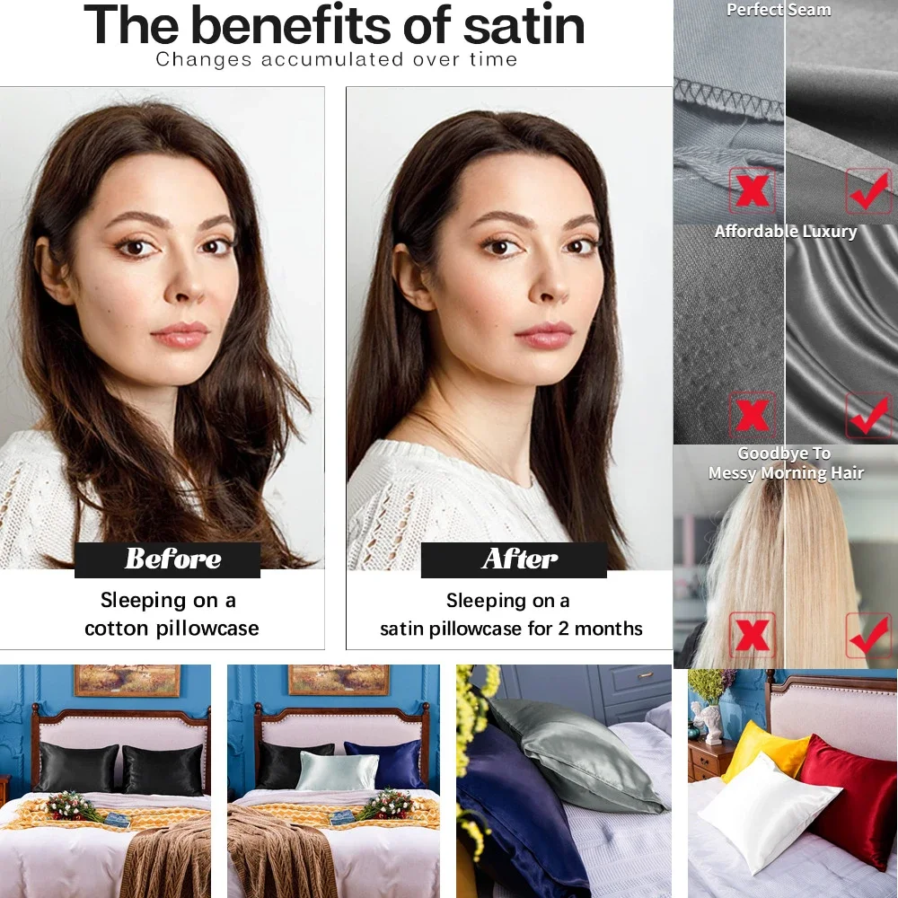 2 Pack Satin Pillowcase for Ha - Satin Pillowcase Silk avis et prix