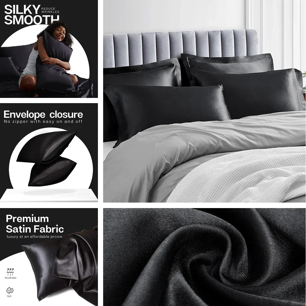 2 Pack Satin Pillowcase for Ha - Satin Pillowcase Silk avis et prix