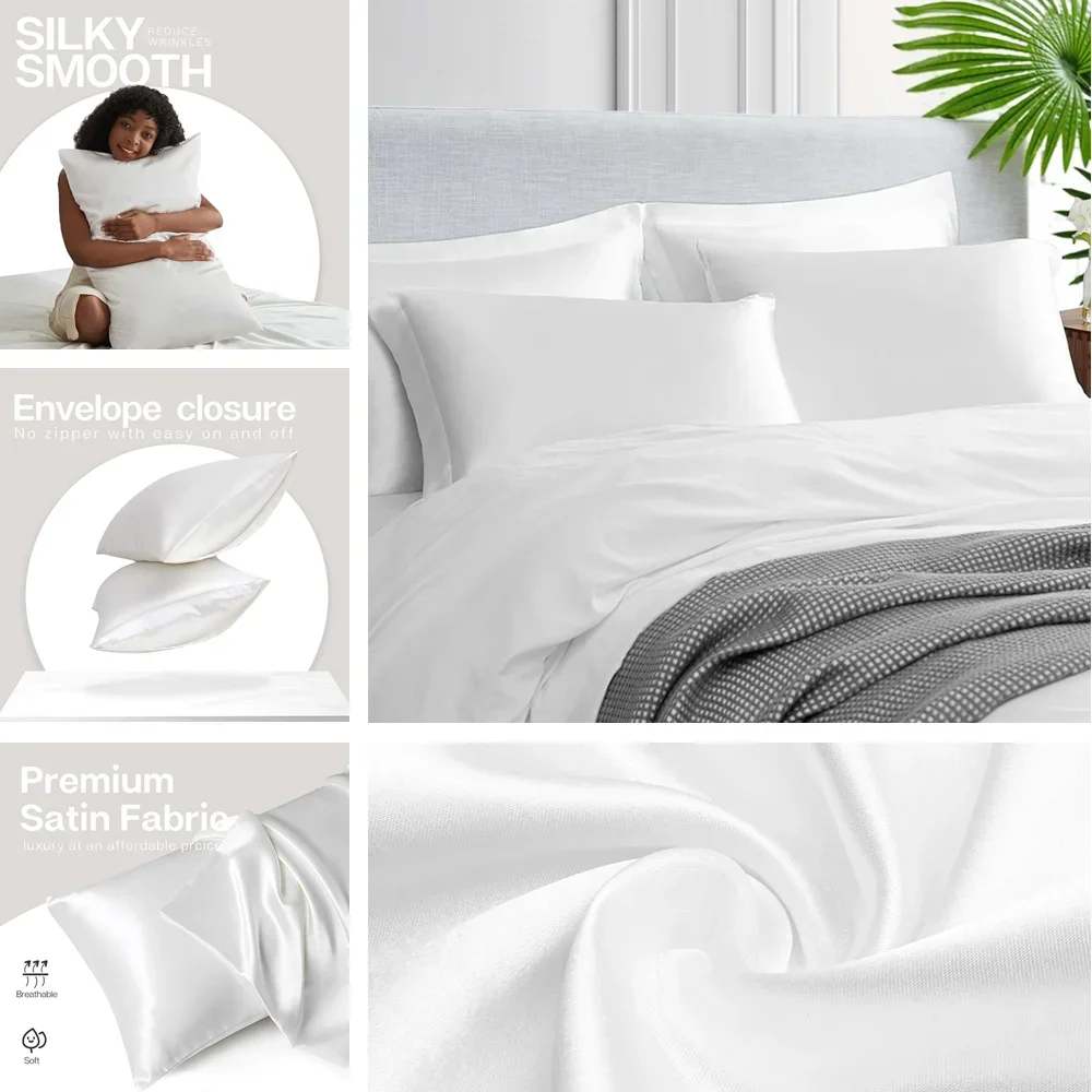 2 Pack Satin Pillowcase for Ha - Satin Pillowcase Silk avis et prix