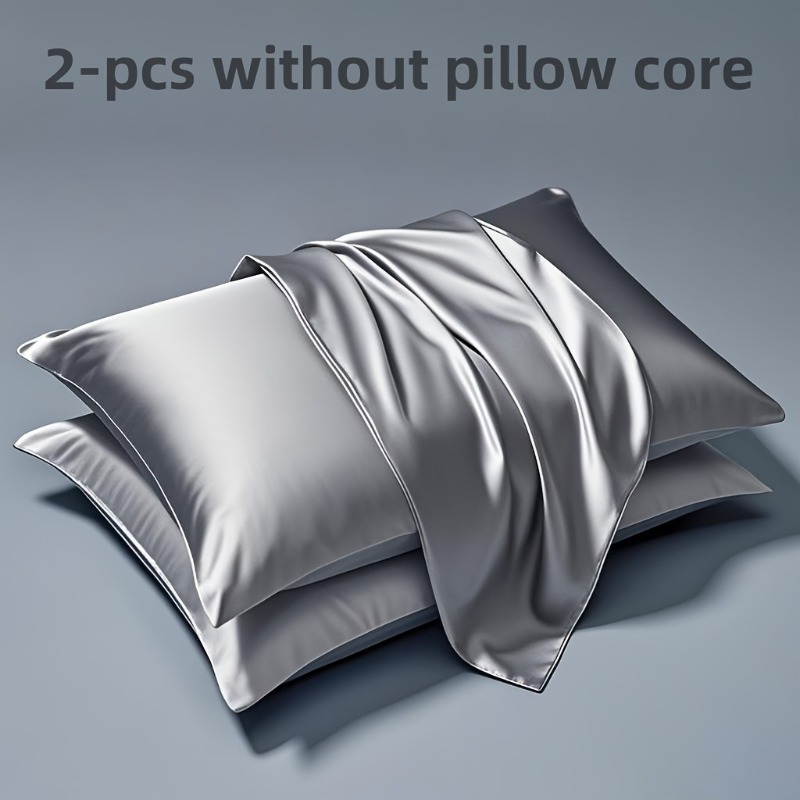 2-piece Set Solid Color Imitat - Satin Pillowcase Silk avis et prix
