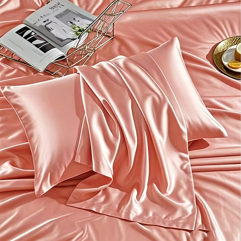 2-piece Set Solid Color Imitat - Satin Pillowcase Silk avis et prix