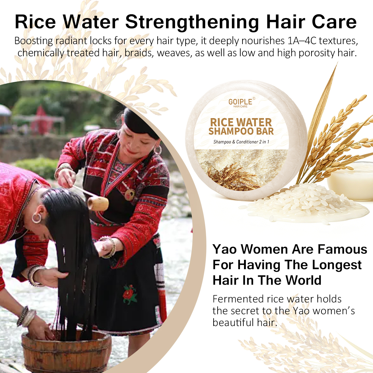 Natural Rice Water Shampoo Bar - Hair Care With Rice Water avis et prix