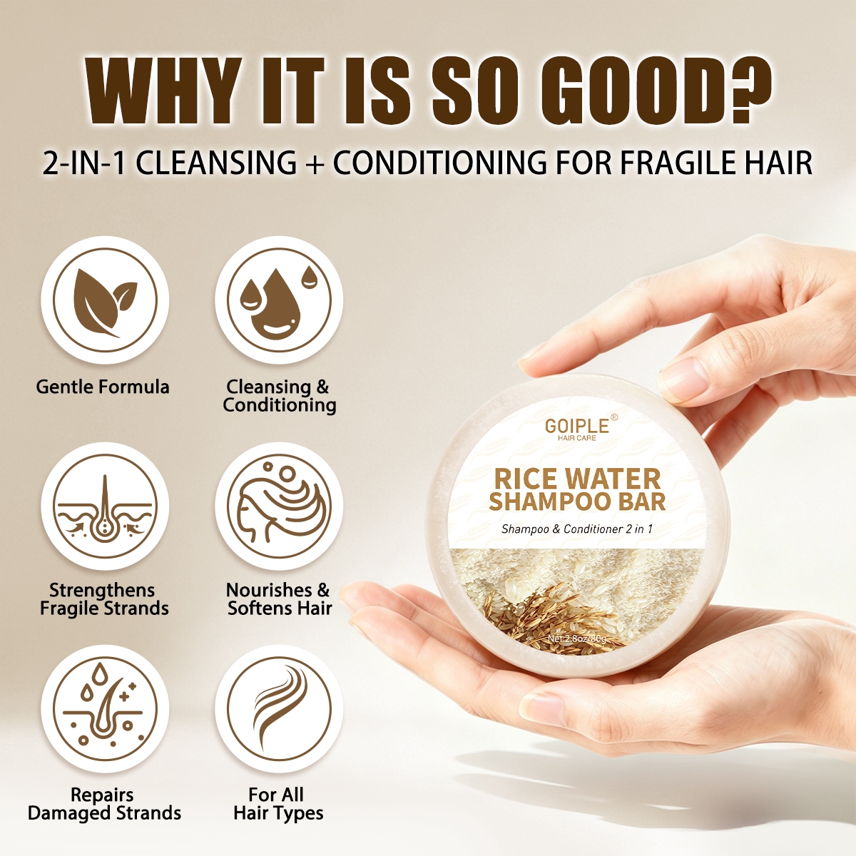 Natural Rice Water Shampoo Bar - Hair Care With Rice Water avis et prix