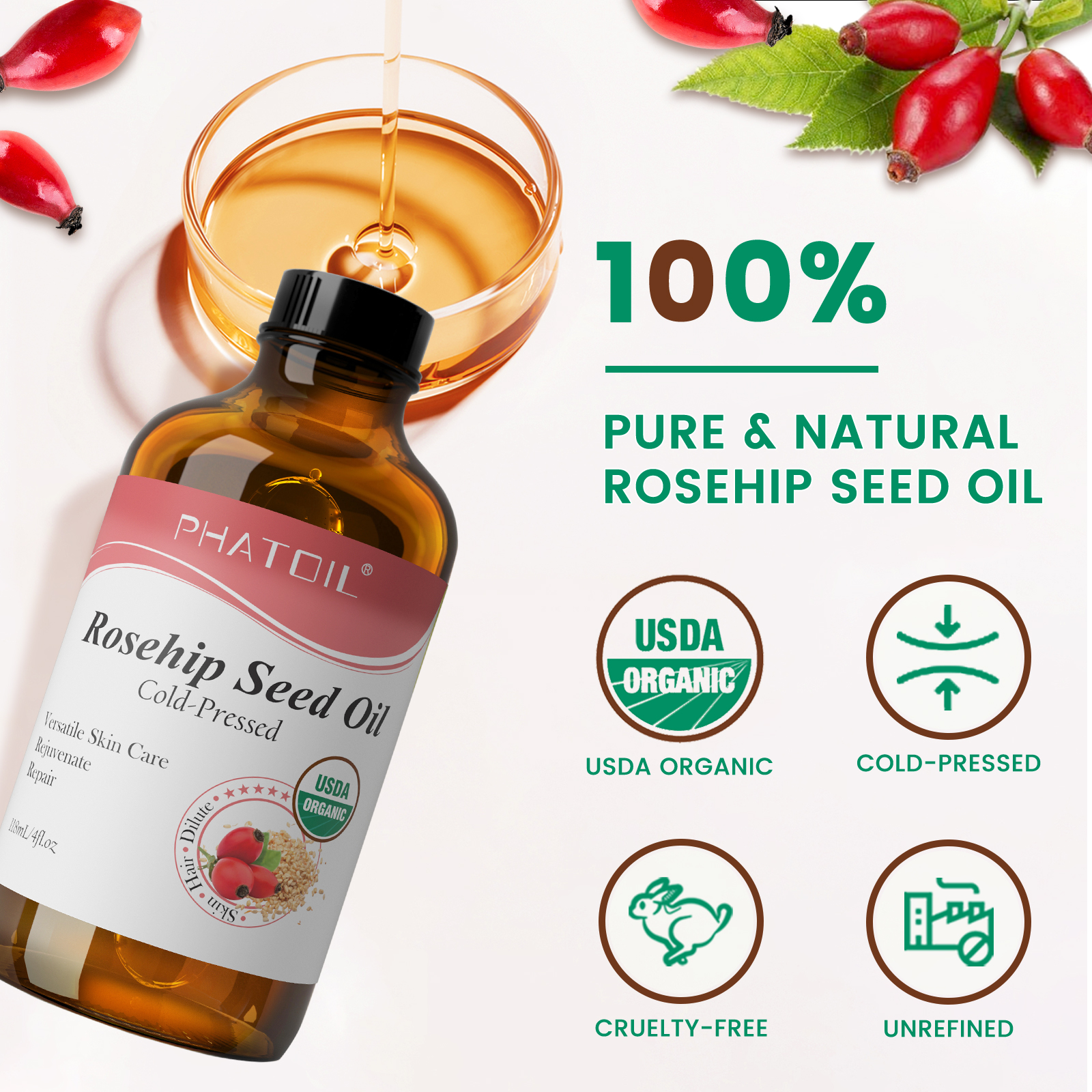 PHATOIL 118ml Organic Face Oil - Castor Oil Cold Press avis et prix